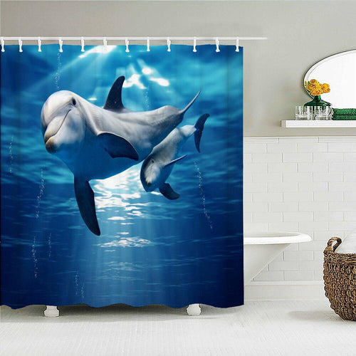 Dolphin Fabric Shower Curtain - Shower Curtain Emporium