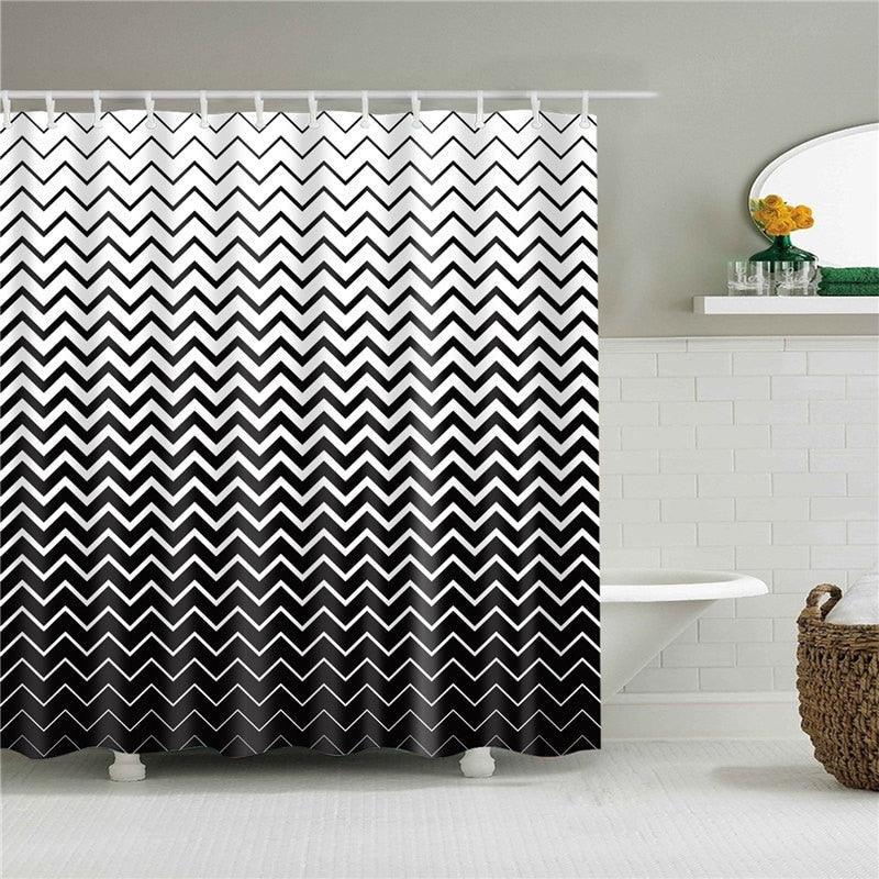 Black Zigzag Fade Fabric Shower Curtain - Shower Curtain Emporium