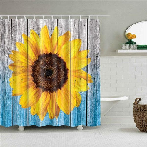 Farmhouse Sunflower Fabric Shower Curtain - Shower Curtain Emporium