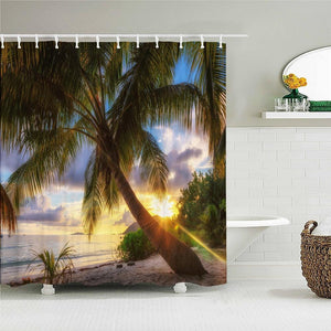 Beach Palm Fabric Shower Curtain - Shower Curtain Emporium