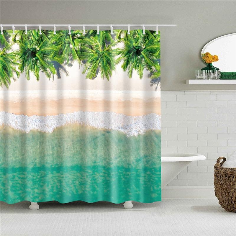 Beach View Fabric Shower Curtain - Shower Curtain Emporium