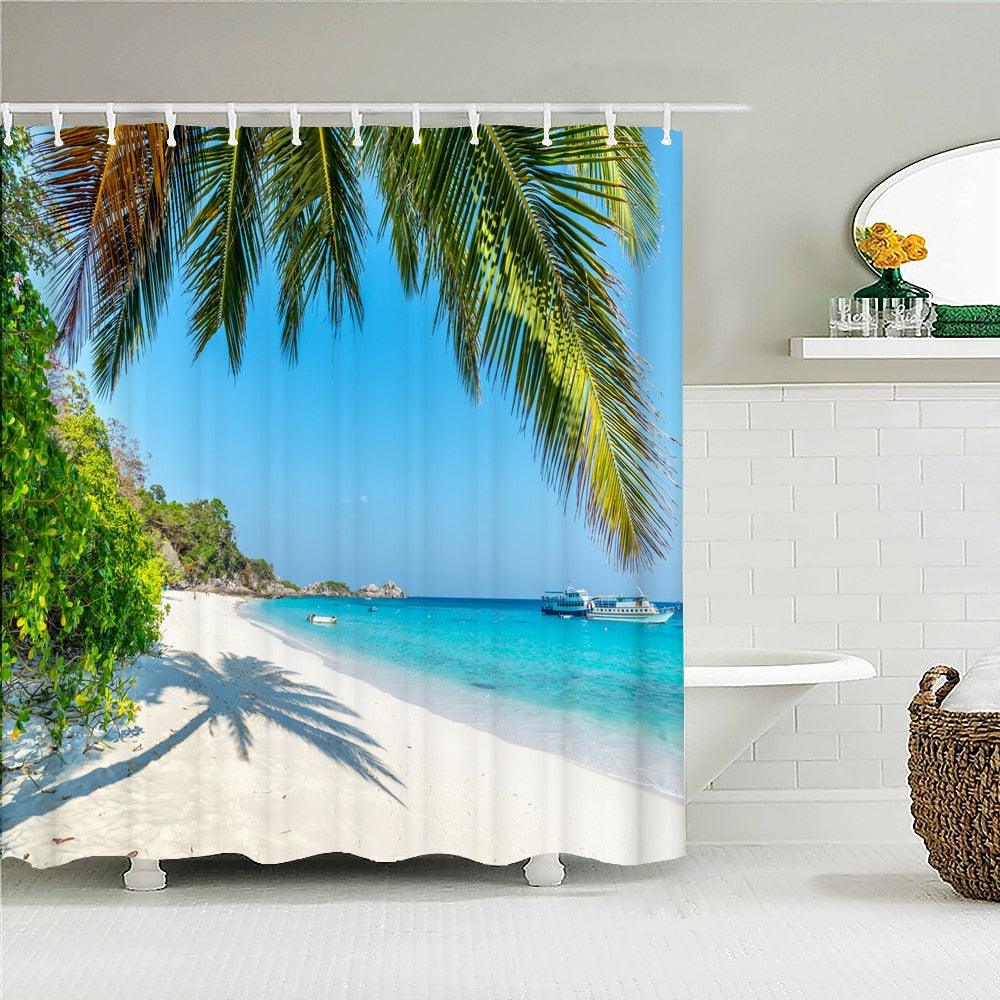 Beautiful Tropical Beach Fabric Shower Curtain - Shower Curtain Emporium