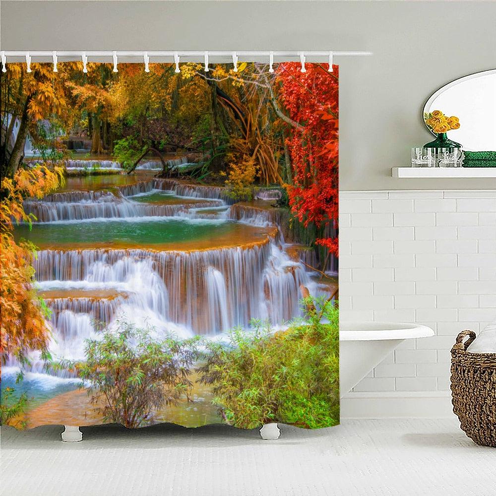 Beautiful Waterfall Fabric Shower Curtain - Shower Curtain Emporium