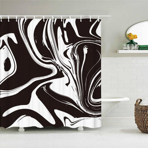 Black & White Swirl Fabric Shower Curtain - Shower Curtain Emporium