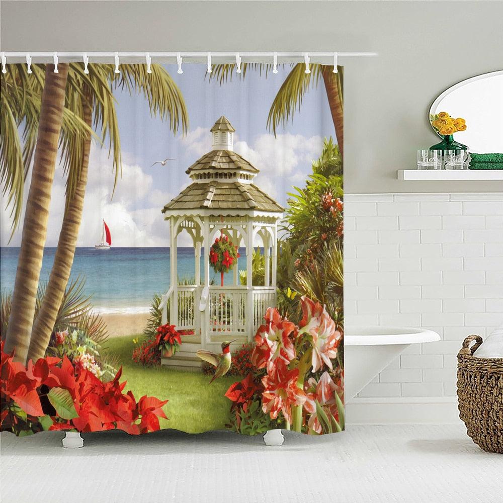 Classic Beach Gazebo Fabric Shower Curtain - Shower Curtain Emporium