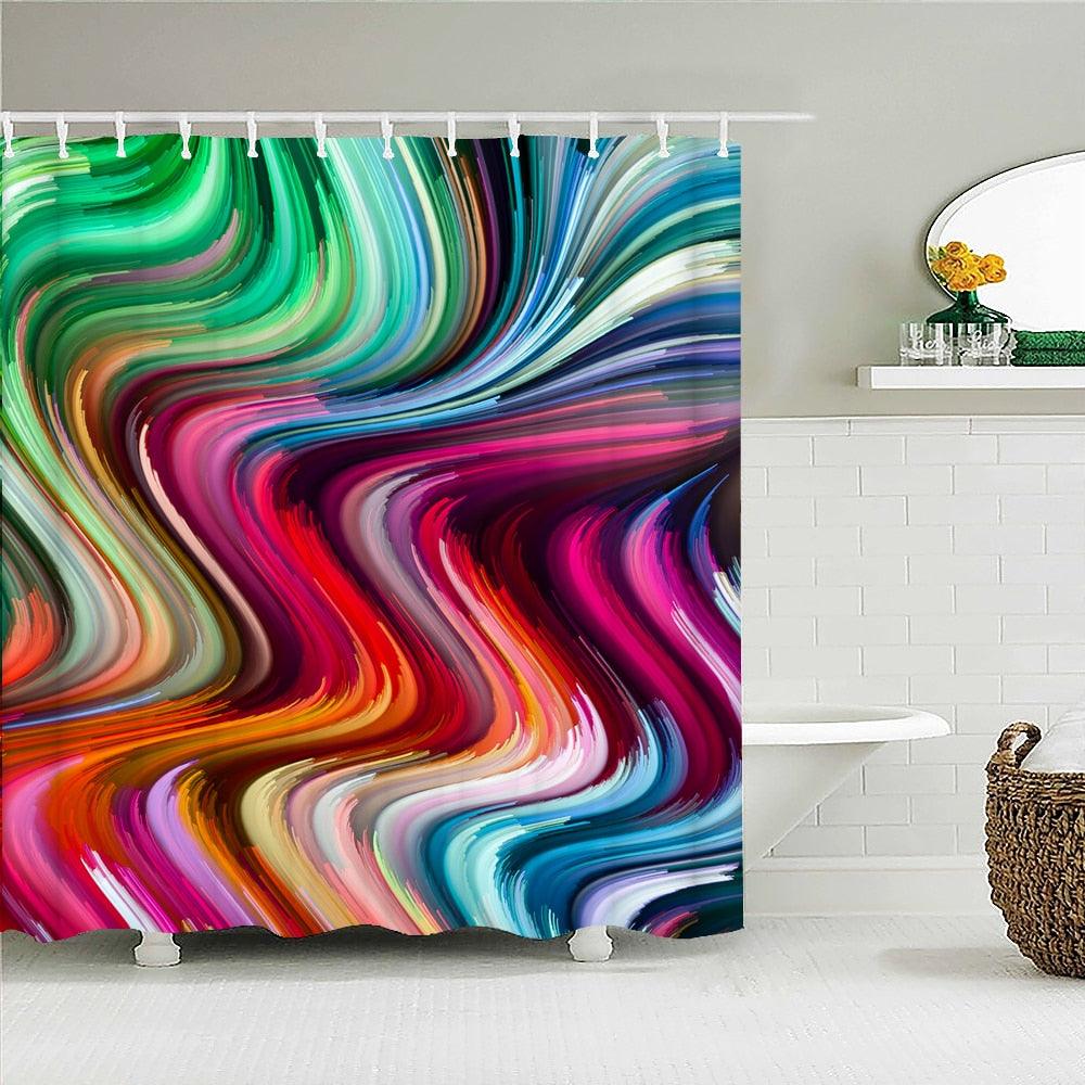 Colorful Swirl Fabric Shower Curtain - Shower Curtain Emporium