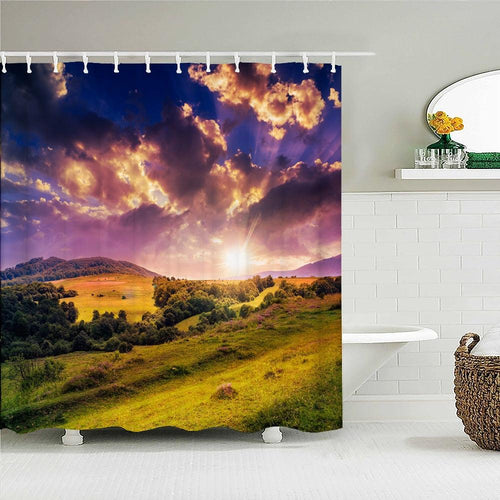 Country Sunrise Fabric Shower Curtain - Shower Curtain Emporium