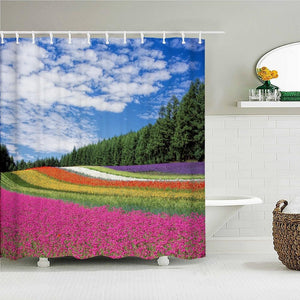 Flower Field Fabric Shower Curtain - Shower Curtain Emporium