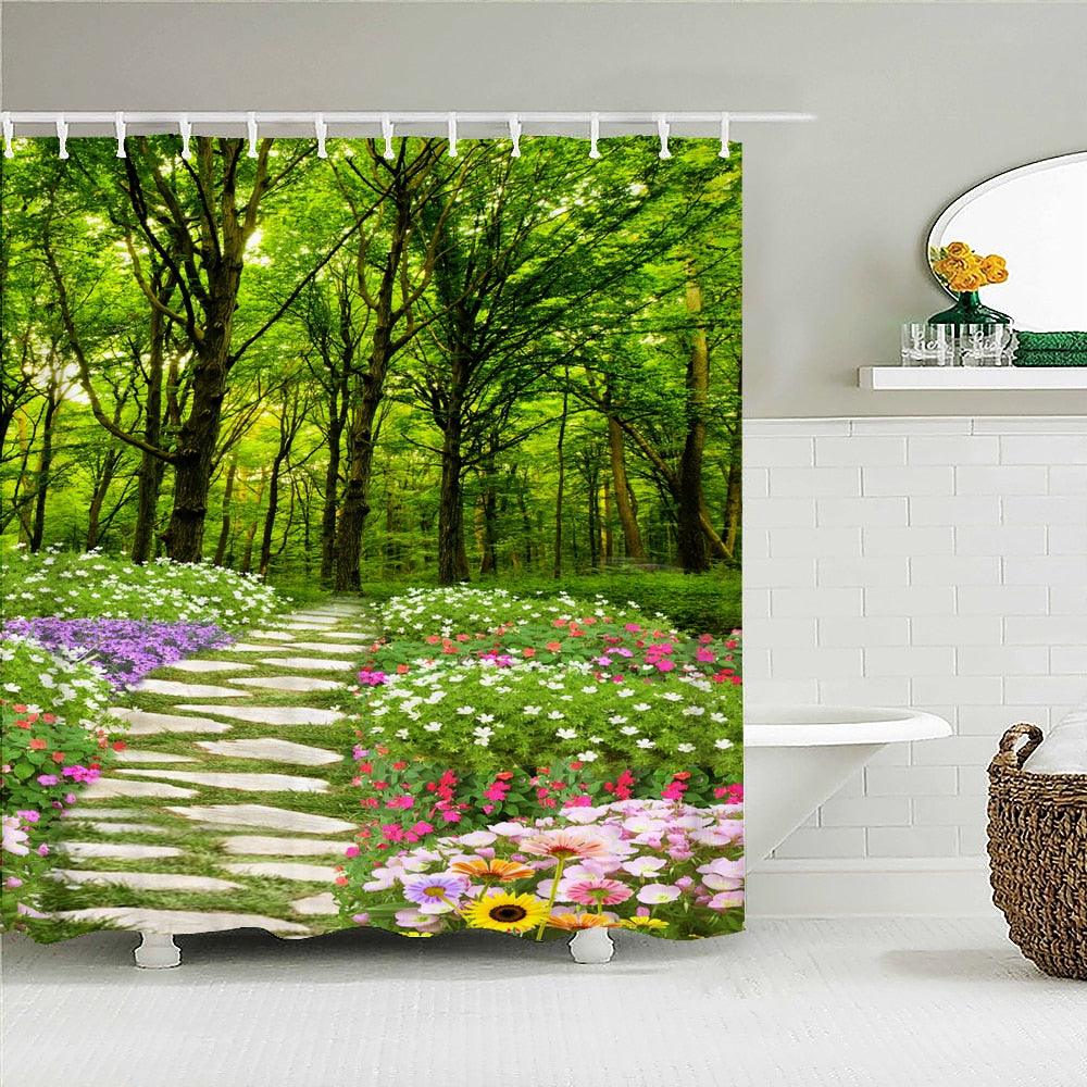 Garden Path Fabric Shower Curtain - Shower Curtain Emporium