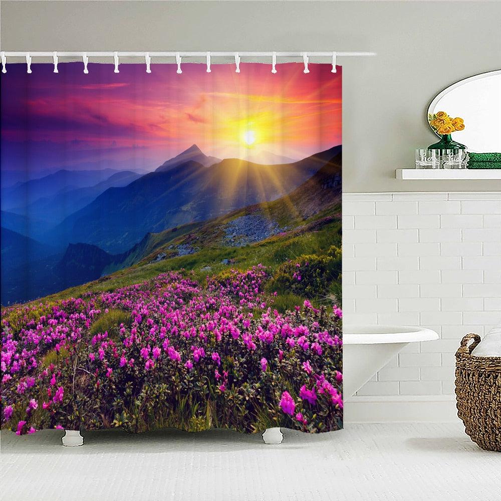Lavender Mountains Fabric Shower Curtain - Shower Curtain Emporium