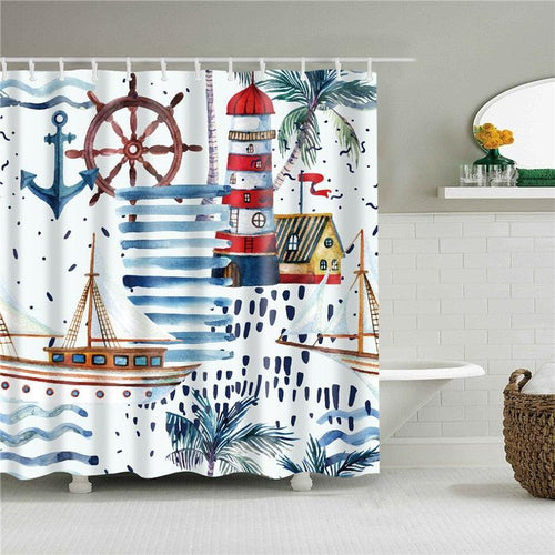 Nautical Bay Art Fabric Shower Curtain - Shower Curtain Emporium