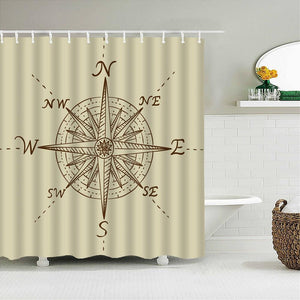 Nautical Compass Fabric Shower Curtain - Shower Curtain Emporium
