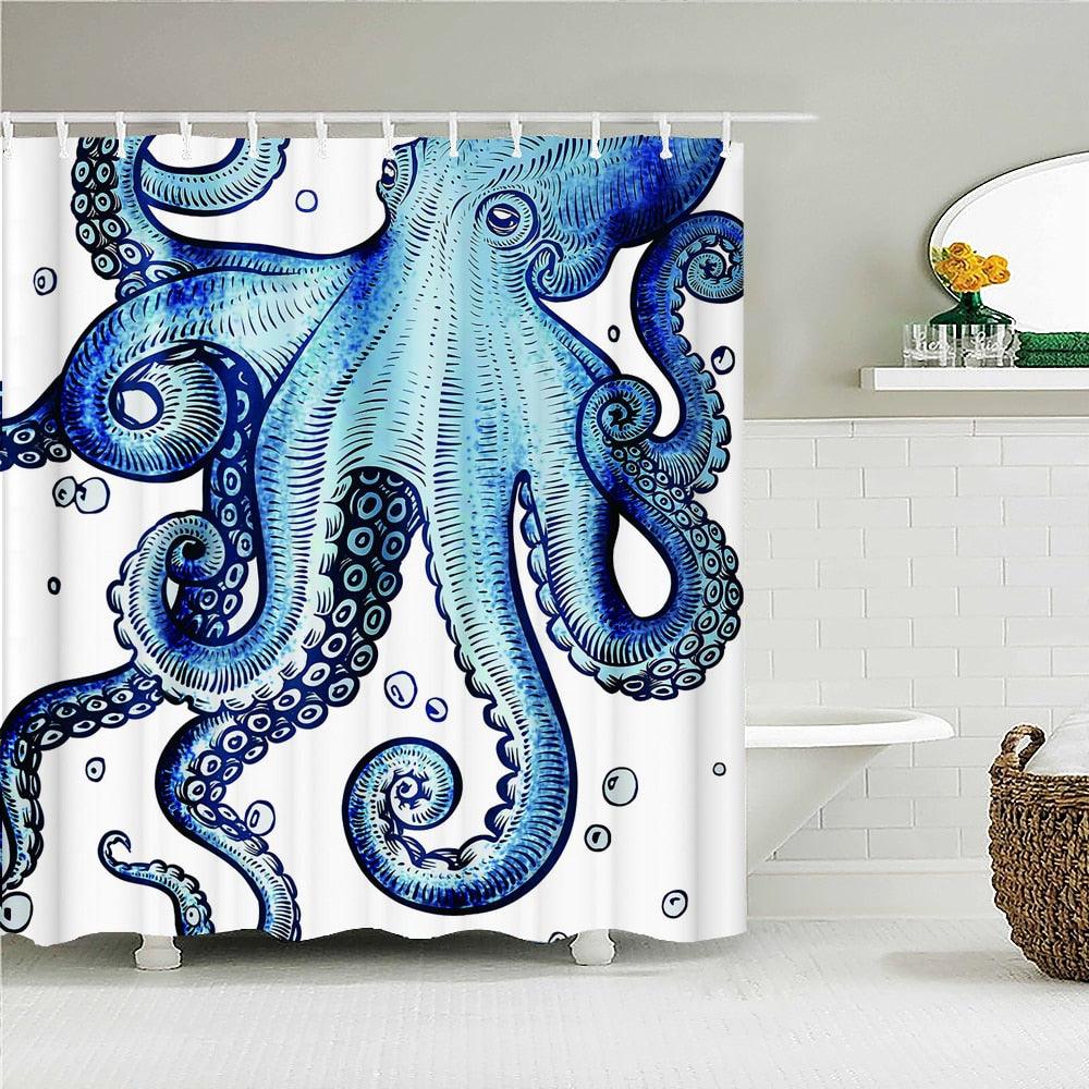 Octopus Fabric Shower Curtain - Shower Curtain Emporium