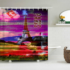 Paris Postcard Fabric Shower Curtain - Shower Curtain Emporium