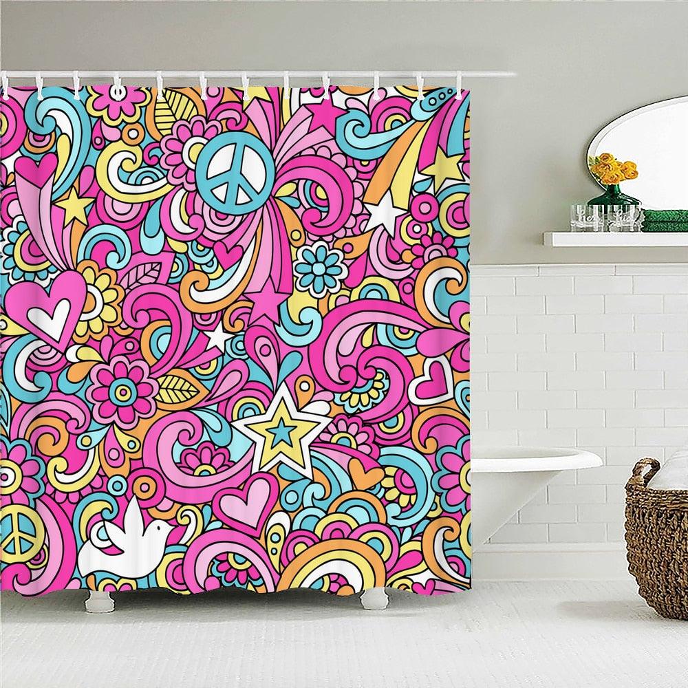 Peace Art Fabric Shower Curtain - Shower Curtain Emporium