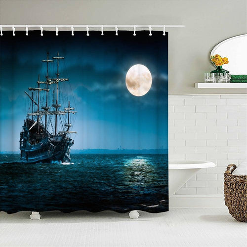 Pirate Ship Nights Fabric Shower Curtain - Shower Curtain Emporium