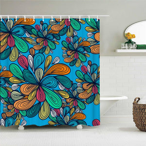 Retro Flowers Fabric Shower Curtain - Shower Curtain Emporium