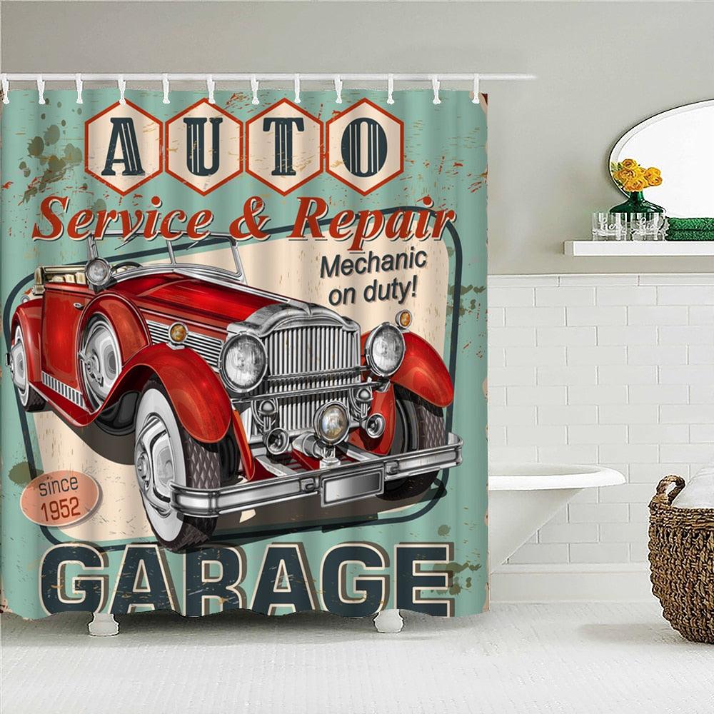 Rustic Car Sign Fabric Shower Curtain - Shower Curtain Emporium
