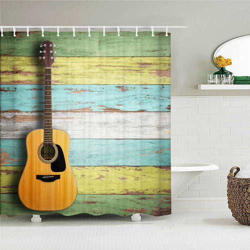 Rustic Country Guitar Fabric Shower Curtain - Shower Curtain Emporium