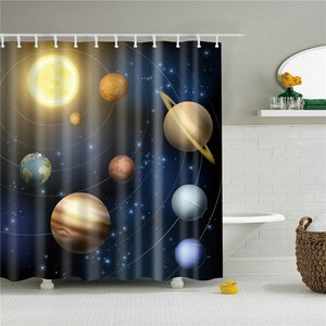 Solar Sytem Fabric Shower Curtain - Shower Curtain Emporium