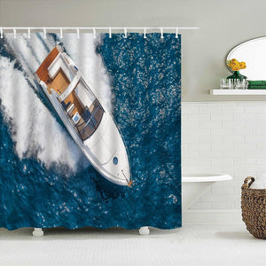 Speed Boat Fabric Shower Curtain - Shower Curtain Emporium