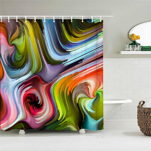 Squared Color Swirl Fabric Shower Curtain - Shower Curtain Emporium