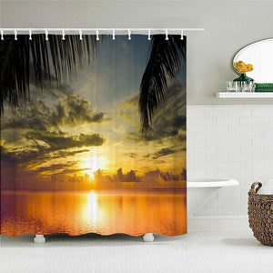 Tropical Ocean Sunrise Fabric Shower Curtain - Shower Curtain Emporium