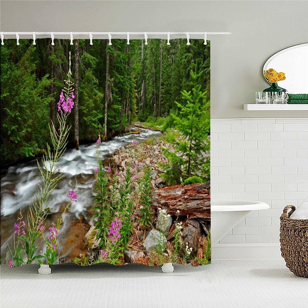 Wild Stream Fabric Shower Curtain - Shower Curtain Emporium