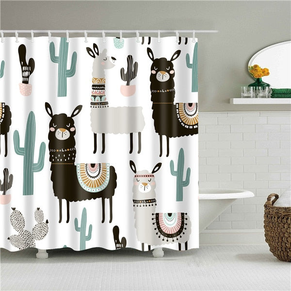 Llama Fabric Shower Curtain