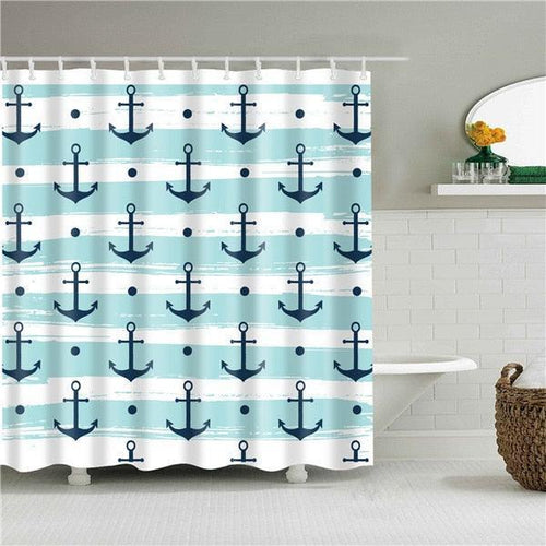 Anchor Print Fabric Shower Curtain - Shower Curtain Emporium