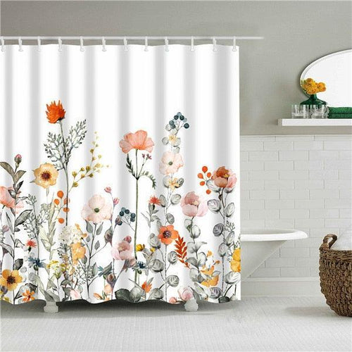 Autumn Flowers Fabric Shower Curtain - Shower Curtain Emporium