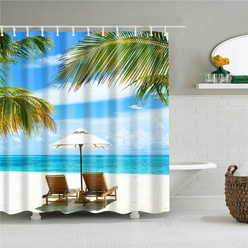 Beach Chairs Fabric Shower Curtain - Shower Curtain Emporium
