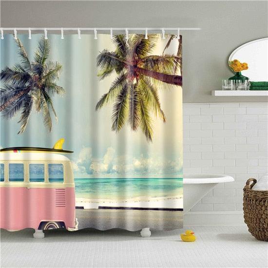 Beach Van Fabric Shower Curtain - Shower Curtain Emporium