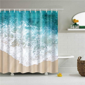 Beach Waves Fabric Shower Curtain - Shower Curtain Emporium
