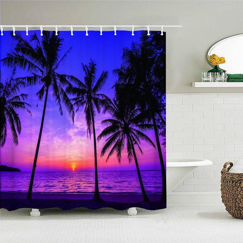 Beautiful Beach Palms Fabric Shower Curtain - Shower Curtain Emporium