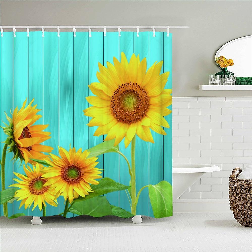 Beautiful Rustic Sunflowers Fabric Shower Curtain - Shower Curtain Emporium
