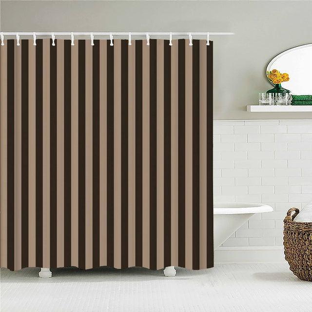 Black & Tan Stripes Fabric Shower Curtain - Shower Curtain Emporium