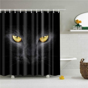 Black Cat Fabric Shower Curtain - Shower Curtain Emporium