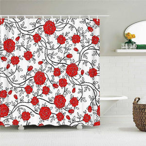 Blooming Red Roses Fabric Shower Curtain - Shower Curtain Emporium