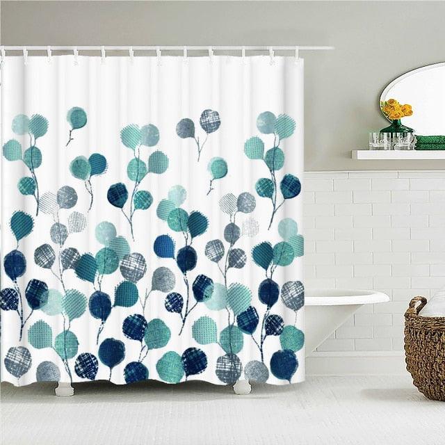 Blue Bloom Fabric Shower Curtain - Shower Curtain Emporium