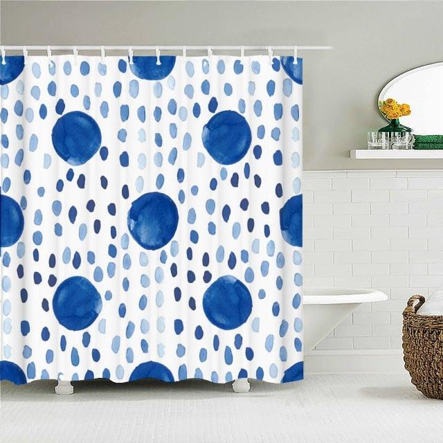 Blue Dots Fabric Shower Curtain - Shower Curtain Emporium