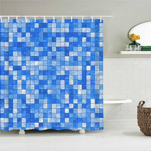 Blue Tile Fabric Shower Curtain - Shower Curtain Emporium