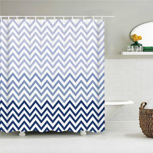 Blue Zigzag Fade Fabric Shower Curtain - Shower Curtain Emporium