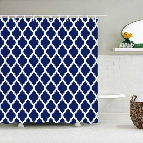 Bold Navy Linked Fabric Shower Curtain - Shower Curtain Emporium