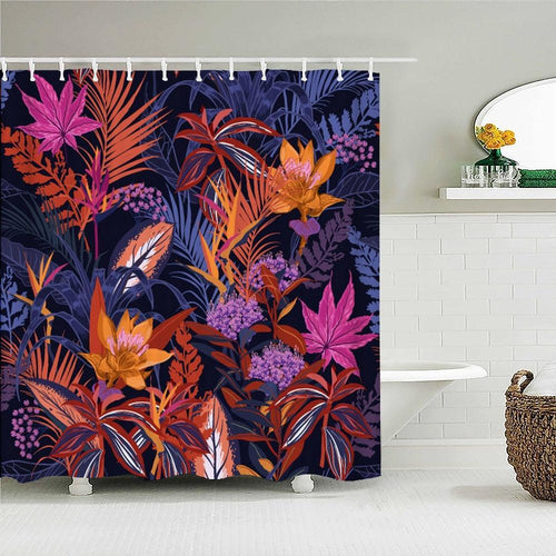 Bright Night Palms Fabric Shower Curtain - Shower Curtain Emporium