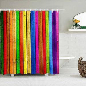 Bright Wooden Fabric Shower Curtain - Shower Curtain Emporium