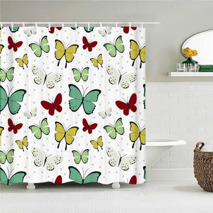 Butterfly Print Fabric Shower Curtain - Shower Curtain Emporium