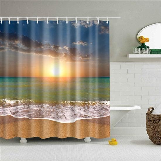 Calm Sunrise Beach Fabric Shower Curtain - Shower Curtain Emporium