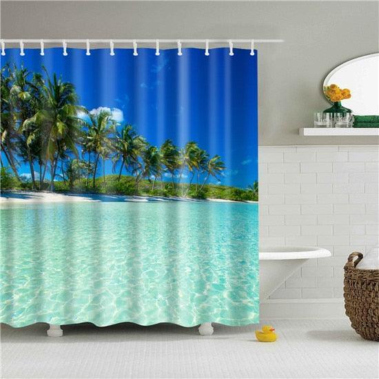 Calm Tropical Beach Fabric Shower Curtain - Shower Curtain Emporium