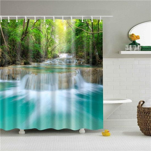 Calm Waterfall Fabric Shower Curtain - Shower Curtain Emporium